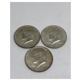 (3) 1969-D Kennedy Half Dollars 40% Silver