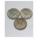 (3) 1969-D Kennedy Half Dollars 40% Silver