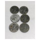 (6) 1943 Steel Lincoln War Pennies