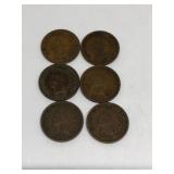 (6) Indian Head Pennies