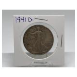 1941-D Walking Liberty Half Dollar 90% Silver