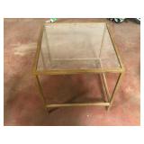 Teal Painted Round Tray Top Side Table 20x20x20