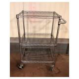 Three Tier Chrome Wire Rolling Cart 27x18x39