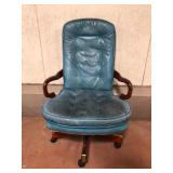 Vintage Teal Leather Executive Chair