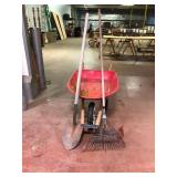 Red Wheelbarrow with Long Handle Yard Tools