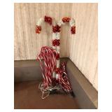 Lighted Candy Cane Stakes and Tinsel Decor
