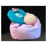 Purple Bean Bag Chair with Accent Pillows