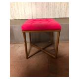 Hot Pink Tufted Gold Metal Vanity Stool