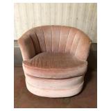 Pink Velour Barrel Swivel Club Chair