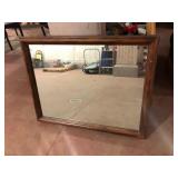 Walnut Finished Wood Frame Wall Mirror 44x34