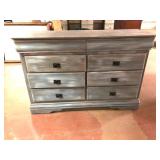 8 Drawer Weathered Blue Painted Dresser 52x18x35