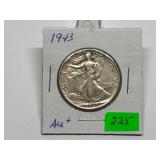 1943 Walking Liberty Half Graded AU Plus