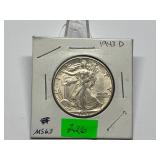 1943-D Walking Liberty Half MS63