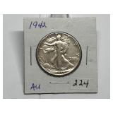 1942 Walking Liberty Half Graded AU