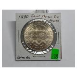 1970 Saint Thomas 50 Escudos Silver AU