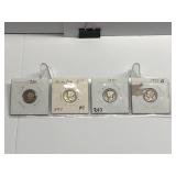 4 Mercury Dimes 1939 to 1942-D
