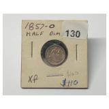 1857-O Seated Half Dime Graded XF