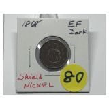 1868 Shield Nickel Graded XF