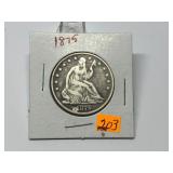 1875 Seated Liberty Half Graded VF