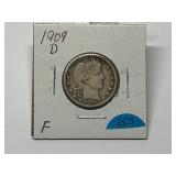 1909-D Barber Quarter Graded F