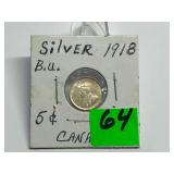 1918 Canadian Nickel Graded Gem BU