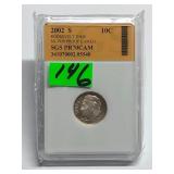 2002-S Silver Proof Dime SGS PR70 CAM