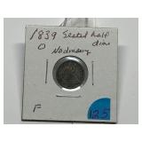1839-O Seated Half Dime Graded F