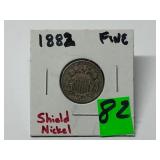 1882 Shield Nickel Graded F