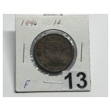 1846 Canadian Large Cent Graded F