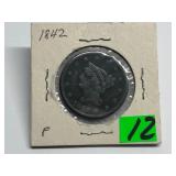 1842 Canadian Large Cent Graded F
