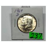 1969-D Kennedy Half Graded Gem BU