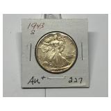 1943-S Walking Liberty Half AU Plus