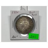 1834 Capped Bust Half Graded AU Plus