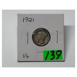 1921 Mercury Dime VG Key Date