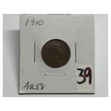 1910 Lincoln Penny Graded AU58
