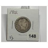 1902 Barber Quarter Graded VG