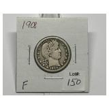 1908 Barber Quarter Graded F