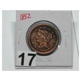 1852 Canadian Large Cent Graded F