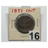 1851 Canadian Large Cent Graded XF
