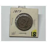 1853 Canadian Large Cent Graded VF