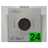 1862 Indian Head Cent VF Detail