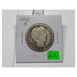 1905-S Barber Half Dollar