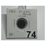 1862 Three Cent Silver Trime Graded VG
