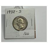 1932-S Washington Quarter F Key Date