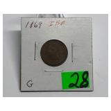1869 Indian Head Cent Graded G