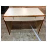 White Formica and Oak Writing Desk