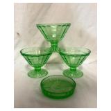 Uranium Footed Sherbets and Dish