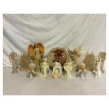 Vintage porcelain and ceramic angel figurines and