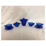 Akro Agate Cobalt Tea Set