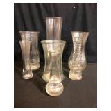 Various Clear Glass Vases